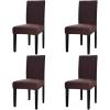 Easy-Going Stretch Dining Room Chair Slipcovers Parsons Chair Slipcovers Protector Soft Removable Washable (M4 Pieces, Square Chocolate)