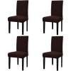Easy-Going Stretch Dining Room Chair Slipcovers Persons Chair Protector Removable Washable Short Soft Home Décor (M4 Pieces, Waffle Pique, Chocolate)