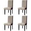 Easy-Going Stretch Dining Room Chair Slipcovers Persons Chair Protector Removable Washable Short Soft Home Décor (M4 Pieces, Waffle Pique, Khaki)