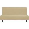 Easy-Going Stretch Futon Slipcover Armless Futon Bed Cover Furniture Protector Without Armrests with Elastic Bottom for Kids, Soft Jacquard Fabric Small Checks (Large, Dark Gray)(Beige)