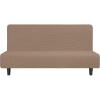 Easy-Going Stretch Futon Slipcover Armless Futon Bed Cover Furniture Protector Without Armrests with Elastic Bottom for Kids, Soft Jacquard Fabric Small Checks (Large, Dark Gray)(Camel)