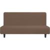 Easy-Going Stretch Futon Slipcover Armless Futon Bed Cover Furniture Protector Without Armrests with Elastic Bottom for Kids, Soft Jacquard Fabric Small Checks (Large, Dark Gray)(Brown)