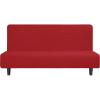 Easy-Going Stretch Futon Slipcover Armless Futon Bed Cover Furniture Protector Without Armrests with Elastic Bottom for Kids, Soft Jacquard Fabric Small Checks (Large, Dark Gray)(Christmas Red)