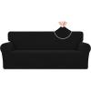 Easy-Going Stretch Jacquard Couch Cover, 1-Piece Soft Sofa Cover, Sofa Slipcover with Anti-Slip Foams, Washable Furniture Protector for Kids, Pets (Sofa, Dark Gray)(Black)