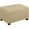 Easy-Going Stretch Ottoman Cover Length 20-30in Folding Storage Stool Furniture Protector Soft Rectangle slipcover with Elastic Bottom(Ottoman Small,Dark Grey)(Beige)