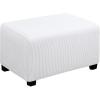 Easy-Going Stretch Ottoman Cover Length 20-30in Folding Storage Stool Furniture Protector Soft Rectangle slipcover with Elastic Bottom(Ottoman Small,Dark Grey)(Snow White)