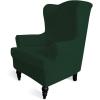 Easy-Going Stretch Wingback Chair Sofa Slipcover 1-Piece Sofa Cover Furniture Protector Couch Soft with Elastic Bottom Spandex Jacquard Fabric Small Checks(Wing Chair,Camel)(Dark Green)