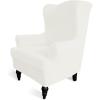 Easy-Going Stretch Wingback Chair Sofa Slipcover 1-Piece Sofa Cover Furniture Protector Couch Soft with Elastic Bottom Spandex Jacquard Fabric Small Checks(Wing Chair,Camel)(Cream)