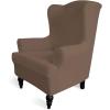 Easy-Going Stretch Wingback Chair Sofa Slipcover 1-Piece Sofa Cover Furniture Protector Couch Soft with Elastic Bottom Spandex Jacquard Fabric Small Checks(Wing Chair,Camel)(Brown)