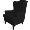 Easy-Going Stretch Wingback Chair Sofa Slipcover 1-Piece Sofa Cover Furniture Protector Couch Soft with Elastic Bottom Spandex Jacquard Fabric Small Checks(Wing Chair,Camel)(Black)
