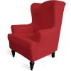 Easy-Going Stretch Wingback Chair Sofa Slipcover 1-Piece Sofa Cover Furniture Protector Couch Soft with Elastic Bottom Spandex Jacquard Fabric Small Checks(Wing Chair,Camel)(Christmas Red)