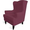 Easy-Going Stretch Wingback Chair Sofa Slipcover 1-Piece Sofa Cover Furniture Protector Couch Soft with Elastic Bottom Spandex Jacquard Fabric Small Checks(Wing Chair,Camel)(Ash Rose)