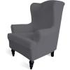 Easy-Going Stretch Wingback Chair Sofa Slipcover 1-Piece Sofa Cover Furniture Protector Couch Soft with Elastic Bottom Spandex Jacquard Fabric Small Checks(Wing Chair,Camel)(Grey)