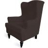 Easy-Going Stretch Wingback Chair Sofa Slipcover 1-Piece Sofa Cover Furniture Protector Couch Soft with Elastic Bottom Spandex Jacquard Fabric Small Checks(Wing Chair,Camel)(Chocolate)