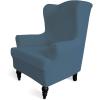 Easy-Going Stretch Wingback Chair Sofa Slipcover 1-Piece Sofa Cover Furniture Protector Couch Soft with Elastic Bottom Spandex Jacquard Fabric Small Checks(Wing Chair,Camel)(Bluestone)