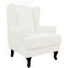 Easy-Going Stretch Wingback Chair Sofa Slipcover 2-Piece Sofa Cover Furniture Protector Couch Soft with Elastic Bottom, Spandex Jacquard Fabric Small Checks, Dark Gray(Cream)