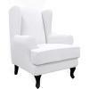 Easy-Going Stretch Wingback Chair Sofa Slipcover 2-Piece Sofa Cover Furniture Protector Couch Soft with Elastic Bottom, Spandex Jacquard Fabric Small Checks, Dark Gray(Snow White)