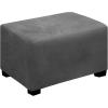 Easy-Going Velvet Stretch Ottoman Cover Rectangle Folding Storage Slipcovers Footstool Protect Footrest Covers with Elastic Bottom Grey Ottoman L