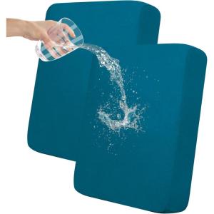 Easy-Going 100% Waterproof 4 Pieces Couch Cushion Covers for Sectional Sofa Left/Right L Shape Chaise Lounge Sofa Seat slipcover Anti-Slip Sofa Cover (3 Seater + 1 Chaise, Dark Gray(Peacock Blue)