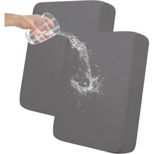 Easy-Going 100% Waterproof 4 Pieces Couch Cushion Covers for Sectional Sofa Left/Right L Shape Chaise Lounge Sofa Seat slipcover Anti-Slip Sofa Cover (3 Seater + 1 Chaise, Dark Gray(Light Gray)