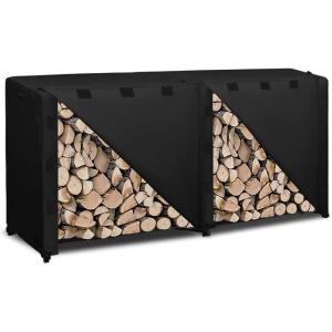 Easy-Going 4 Feet Outdoor Log Rack Cover Waterproof Weatherproof Firewood Cover with Openable Front Flap, (Cover Only, Rack Not Included)(Black)