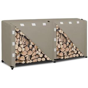 Easy-Going 4 Feet Outdoor Log Rack Cover Waterproof Weatherproof Firewood Cover with Openable Front Flap, (Cover Only, Rack Not Included)(Camel)