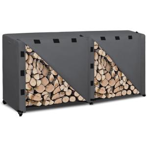 Easy-Going 4 Feet Outdoor Log Rack Cover Waterproof Weatherproof Firewood Cover with Openable Front Flap, (Cover Only, Rack Not Included)(Dark Gray)