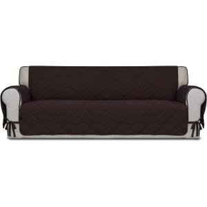 Easy-Going Micro Suede Sofa Slipcover Sofa Cover Couch Cover with Three Pockets Quilted Pets Covers Plastic Drop Printing Pets,Kids,Children,Dog,Cat (Sofa,Coffee)