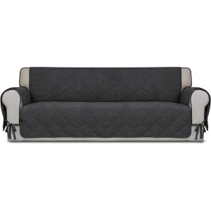 Easy-Going Micro Suede Sofa Slipcover Sofa Cover Couch Cover with Three Pockets Quilted Pets Covers Plastic Drop Printing Pets,Kids,Children,Dog,Cat (Sofa,Dark Gray)