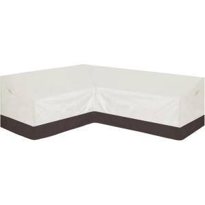 Easy-Going Outdoor V-Shaped Sectional Sofa Cover 89″X89″ UV Resistant Patio Sectional Couch Cover Waterproof Lawn Patio Furniture Cover, Beige/Brown(Beige/Brown)