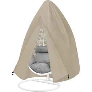 Easy-Going Patio Hanging Egg Chair Cover, UV Resistant Waterproof Outdoor Single Seat Swing Chair Cover with Zipper, Camel(Camel)