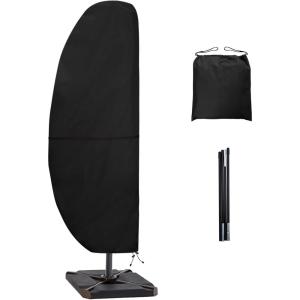 Easy-Going Patio Umbrella Cover Outdoor Offset Umbrella Cover Waterproof Cantilever Parasol Cover for 7.5ft to 11.5ft Banana Frame Umbrella, Black(Offset 7.5′-11.5’/Black)