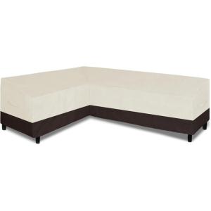 Easy-Going Patio V-Shaped Sectional Sofa Cover, Waterproof Outdoor Sectional Cover,Heavy Duty Garden Furniture Cover with Air Vent 89″ L (on Each Side) x 33.5″ D x 31″ H, Black(Beige/Dark Brown)