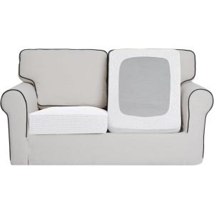 Easy-Going Stretch 4 Pieces Couch Cushion Covers for Sectional Sofa Left/Right L Shape Chaise Lounge Sofa Seat slipcover Anti-Slip Sofa Cover Soft (3 Seater + 1 Chaise, Dark Gray)(Snow White)