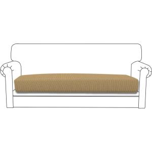 Easy-Going Stretch 4 Pieces Couch Cushion Covers for Sectional Sofa Left/Right L Shape Chaise Lounge Sofa Seat slipcover Anti-Slip Sofa Cover Soft (3 Seater + 1 Chaise, Dark Gray)(Golden)
