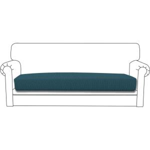 Easy-Going Stretch 4 Pieces Couch Cushion Covers for Sectional Sofa Left/Right L Shape Chaise Lounge Sofa Seat slipcover Anti-Slip Sofa Cover Soft (3 Seater + 1 Chaise, Dark Gray)(Deep Teal)