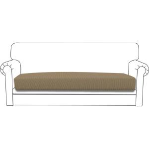 Easy-Going Stretch 4 Pieces Couch Cushion Covers for Sectional Sofa Left/Right L Shape Chaise Lounge Sofa Seat slipcover Anti-Slip Sofa Cover Soft (3 Seater + 1 Chaise, Dark Gray)(Tan)