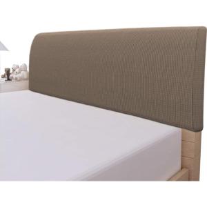 Easy-Going Stretch Bed Headboard Slipcover, Small Square Jacquard Furniture Cover, Dustproof Protector Cover for Bedroom Decor (Queen, Cream)(Camel)