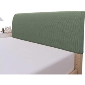 Easy-Going Stretch Bed Headboard Slipcover, Small Square Jacquard Furniture Cover, Dustproof Protector Cover for Bedroom Decor (Queen, Cream)(Greyish Green)