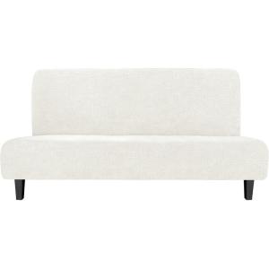 Easy-Going Stretch Futon Slipcover Armless Futon Bed Cover Furniture Protector Without Armrests with Elastic Bottom for Kids, Soft Jacquard Fabric Small Checks (Large, Dark Gray)(Cream)