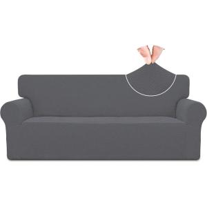 Easy-Going Stretch Jacquard Couch Cover, 1-Piece Soft Sofa Cover, Sofa Slipcover with Anti-Slip Foams, Washable Furniture Protector for Kids, Pets (Sofa, Dark Gray)(Grey)
