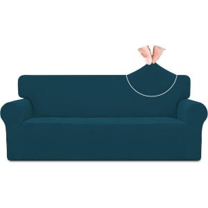 Easy-Going Stretch Jacquard Couch Cover, 1-Piece Soft Sofa Cover, Sofa Slipcover with Anti-Slip Foams, Washable Furniture Protector for Kids, Pets (Sofa, Dark Gray)(Deep Teal)