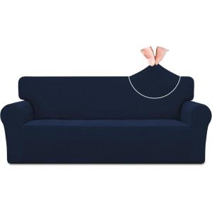 Easy-Going Stretch Jacquard Couch Cover, 1-Piece Soft Sofa Cover, Sofa Slipcover with Anti-Slip Foams, Washable Furniture Protector for Kids, Pets (Sofa, Dark Gray)(Navy Blue)