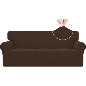 Easy-Going Stretch Jacquard Couch Cover, 1-Piece Soft Sofa Cover, Sofa Slipcover with Anti-Slip Foams, Washable Furniture Protector for Kids, Pets (Sofa, Dark Gray)(Coffee)