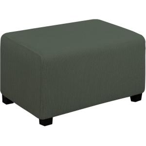 Easy-Going Stretch Ottoman Cover Length 20-30in Folding Storage Stool Furniture Protector Soft Rectangle slipcover with Elastic Bottom(Ottoman Small,Dark Grey)(Olive Green)