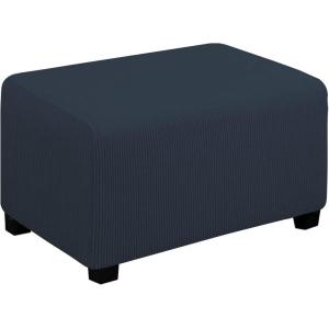 Easy-Going Stretch Ottoman Cover Length 20-30in Folding Storage Stool Furniture Protector Soft Rectangle slipcover with Elastic Bottom(Ottoman Small,Dark Grey)(Dark Blue)