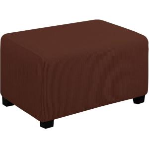 Easy-Going Stretch Ottoman Cover Length 20-30in Folding Storage Stool Furniture Protector Soft Rectangle slipcover with Elastic Bottom(Ottoman Small,Dark Grey)(Coffee)