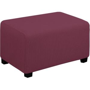Easy-Going Stretch Ottoman Cover Length 20-30in Folding Storage Stool Furniture Protector Soft Rectangle slipcover with Elastic Bottom(Ottoman Small,Dark Grey)(Ash Rose)