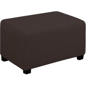 Easy-Going Stretch Ottoman Cover Length 20-30in Folding Storage Stool Furniture Protector Soft Rectangle slipcover with Elastic Bottom(Ottoman Small,Dark Grey)(Chocolate)