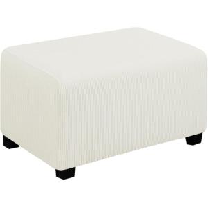 Easy-Going Stretch Ottoman Cover Length 20-30in Folding Storage Stool Furniture Protector Soft Rectangle slipcover with Elastic Bottom(Ottoman Small,Dark Grey)(Cream)